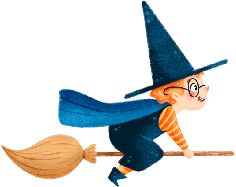 Wizard Riding a Broomstick